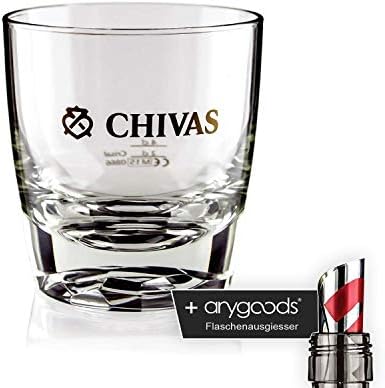 Chivas Regal Whisky Glass Tumbler Gold Diamond Kitchen Bar Decoration + Anygoods Bottle Pourer