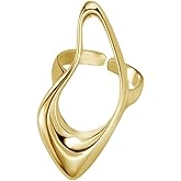 Dtja Hollow Teardrop Statement Ring for Women Girls Gold Plated Fashion Geometric Simple Adjustable Open Wrap Knuckle Finger Rings Comfort Fit Minimalist Unique Chic Jewelry Gift for Holiday Size 6-7