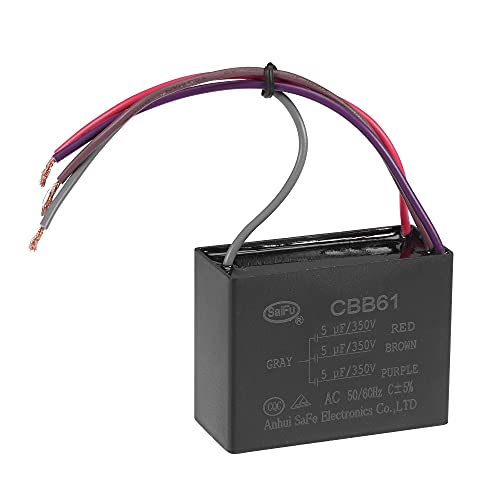 uxcell Ceiling Fan Capacitor CBB61 5/5/5uF 350V AC 4 Wires Metallized Polypropylene Film Capacitor 58x44x26mm for Electric Fan Pump Motor Generator: Industrial & Scientific