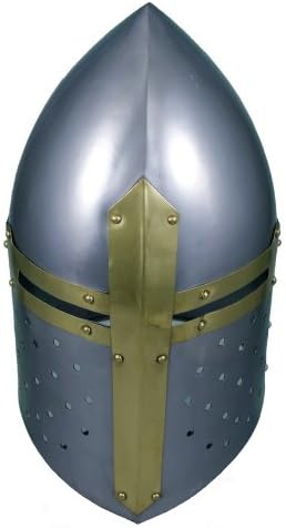 RedSkyTrader Mens Sugar Loaf Templar Armor Helmet One Size Fits Most Metallic