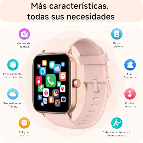 aeac Reloj Inteligente Mujer con Llamadas,Whatsapp Notificaciones, 1.8" Smartwatch Mujer y Voz de Alexa,120+ Modos Deportes IP68 SpO2/Pulsómetro/Monitor de Sueño Relojes para iPhone Android