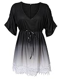 AMZ PLUS Gradient Lace V Neck Women's Plus Size Mid-Long Ombre Dress