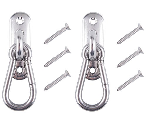 Faswin 2 piece Stainless Steel Eye Pad Anchor Mount with Carabiner