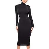 Xuan2Xuan3 Women's Dresses Fall Long Sleeve Snake Printed Zipper Neck Knit Bodycon Evening Party Long Dress