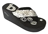 Womens FLIP FLOPS Summer Flats Thong Studded Bling Platform Sandals Shoes 5-10