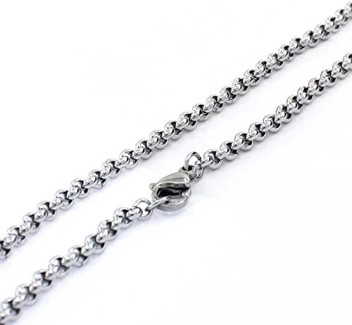 Wholesale Women Men Sliver Stainless Steel Rolo Cable Chains Necklace Link for Jewelry making 6PCS (22 inch,3mm)