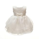 Baby Girls Dresses Christening Wedding Pageant Bow Formal Dress Ivory White (6M/6-12months)