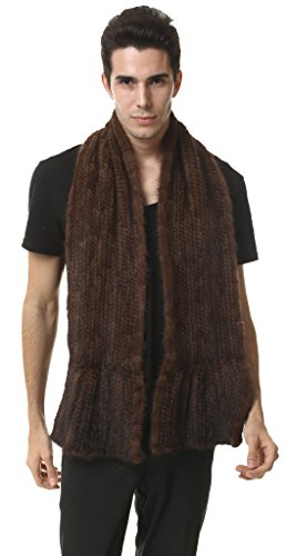 Vogueearth Mens Real Knit Mink Fur Autumn Winter Long Scarf Brown Vogueearth Mens Real Knit Mink Fur Autumn Winter Long Scarf Brown