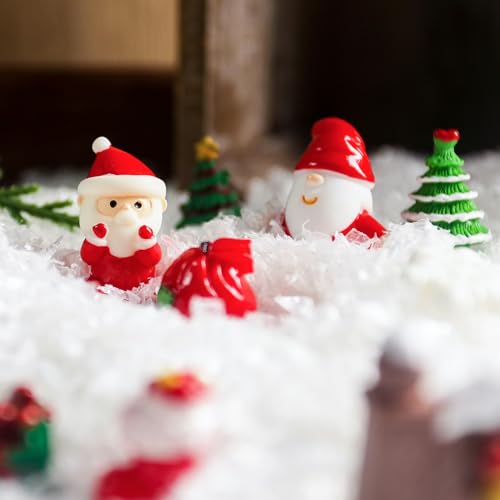 FUTUREPLUSX 24PCS Christmas Fairy Garden Figurines, Christmas Miniature Figurines 3D Resin Miniatures for Crafts Christmas Party Supplies Advent Calendar Fillers