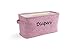 Dejaroo - Baskets for Organizing Diapers and Newborn Essentials, Baby Diaper Caddy Organizer, Embroidered Baby Shower Gifts for Moms, Linen Basket with Handle, 12 x 6 x 6 Inches, Pink