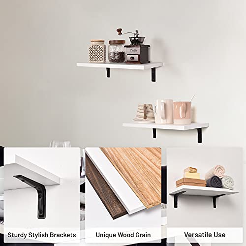 Labcosi White Rustic Wood Wide Floating Shelves for Wall, 8 Inch Deep