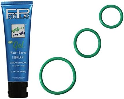 New Spartacus Soft Rubber C Ring Set Green with Free Personal Lubricant Forplay Gel 2.2 Oz Tube