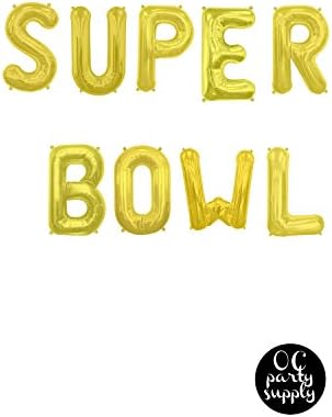 16 inch Gold Letter Balloons, Gold Balloon,SUPER BOWL Balloon Banner, Football Party Supplies, Balloon Backdrop, Photo Booth Prop