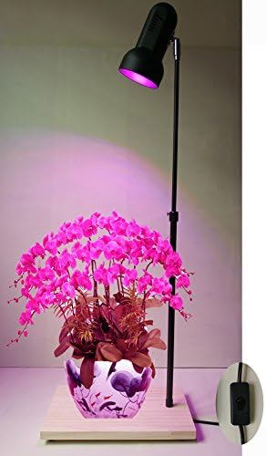New 10W Full Spectrum LED Plant Grow Light Stand Rack Shelf Floor Lamp Wooden for Home Indoor Plants Vegetable Flower (Button Switch)