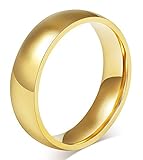 6MM High Polished Traditional Plated Plain Stainless Steel Promise Wedding Bands Ring Size US4-14, Gold/Silver/Blue