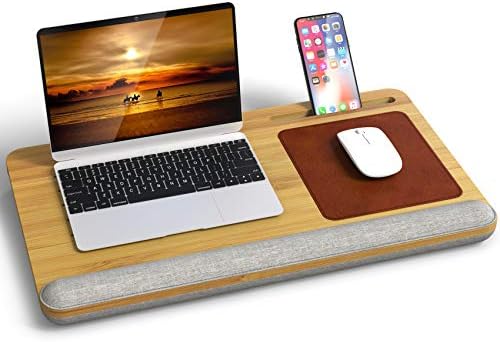 Hostk Customized Folding Adjustable Legs Bamboo Lap Desk With A Mouse