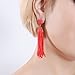 NLCAC Women's Beaded tassel earrings Long Fringe Drop Earrings Dangle Red