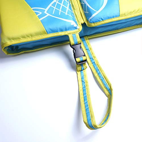 Megartico Swim Float Vest Kids Childrens Swimming Jacket Buoyant Aid with Zipper Cover (Blue/Yellow Bubble Fish, Medium)