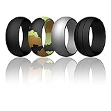 Silicone Wedding Rings Bands For Men By Handise 4 Pack Affordable Rubber Wedding Ring Comfortable & Safe Excellent Replacement Of Wedding Band Prevents Hand Injuries & De-Gloving