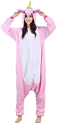 Itopfox Unisex Adult Pajamas Pink Unicorn Kigurumi Cosplay Polar Fleece Sleepwear XL