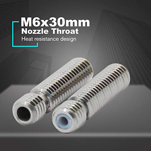 Dalkeyie M6x30mm Teflon Nozzle Throat Extruder for MK8 Tube Makerbot 1.75mm Consumable 3D Printer Parts Stainless Steel Pipe Filament