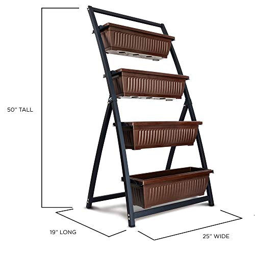 4-Ft Raised Garden Bed - Vertical Garden Freestanding Elevated Planters 4 Container Boxes - Good for Patio Balcony Indoor Outdoor - Cascading Water Drainage (2-Pack Fernie/Espresso Brown)