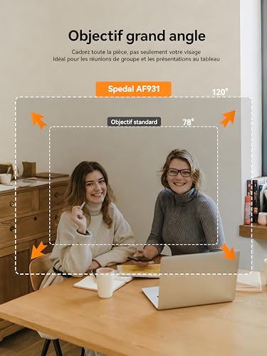 Spedal 4K Webcam - Ultra HD 8MP with 4x Digital Zoom, 120° Wide Angle, Noise Reduction Microphones, Remote Control & Tripod, Plug & Play (USB-A/C) for Zoom, Skype, Teams and Streaming
