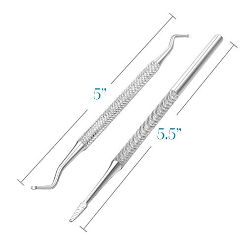 Ingrown Toenail File and Spoon Nail Cleaner Set Stainless Steel Toe Cleaner Tool for Salon Home Use Nail Lifter Double Side Manicure Nail File Kit Foot Care