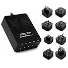 ISELECTOR USB Travel Power Strip with 8 International Adapters,5-Port 40W USB Charging Station with 2-Outlet Surge Protector