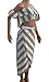 YOMISOY Women's Sexy Ruffle Off The Shoulder Striped 2 Piece Set Outfit Crop Top Skirt Dress