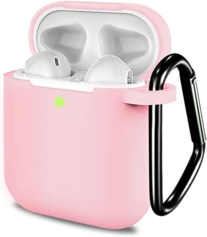 AirPods Case Airpod Case Cover for Airpods 2&1 (Front LED Visible) Upgrade Skin Silicone Protective Case with Anti-Lost Buckle Headphone Case Compatible with AirPods 2&1 Accessories[Light Pink]