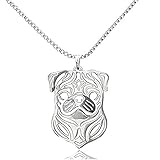 Pug Dog Animal Pendant Silver Plated Punk Pug Pendant Necklace for Pet Lovers