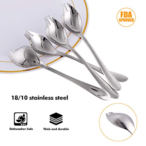 HISSF 7.08-Inch Spork, Multifunctional Spoon, Stainless Steel Spoon, Spoon for Salad, Dessert, Pasta, Soup, Set of 4 - Thumbnail 2