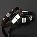 LIU JUN Men's Bracelet Zinc Alloy Charm Couple Bracelet Black Brown Leather Distance Bracelet for Women Jewelry Gifts Large Size 8.5 Inch (Brown)