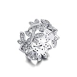 NEWBARK 10 Butterflies 18k White Gold-Plated Cubic Zircon Women's Rings Size 9