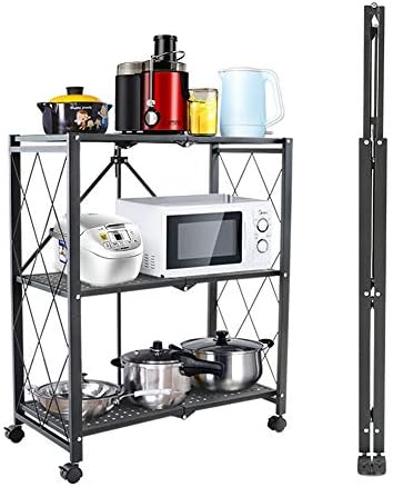 キッチン折りたたみ収納ラック 3層ローリングカート スペースを節約できます キャンペーンもお見逃しなく 組み立てて150kg運ぶ必要がないため