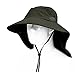 Sun Blocker Outdoor Sun Protection Fishing Cap with Neck Flap, Wide Brim Sun Hat for Travel Camping Hiking Hunting Boating Safari Cap with Adjustable Drawstring, Forest Green
