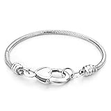 Pugster Silver Starter Master Heart Lock Snake Charm Bracelet Fits Pandora Beads (8.3 Inches)