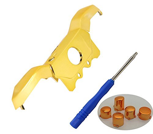 E-MODS GAMING Hisonders Chrome LBRB Bumper Trigger and Middle Parts with T8 Tool Replacement for Xbox one Elite and Xbox one with 3.5mm Jack Version Controllers (Gold)