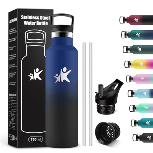 KollyKolla Stainless Steel Water Bottle, 750 ml, Leak-Proof Water Bottle with Straw, BPA-Free, Double-Walled Vacuum Insulated, Double Walled Vacuum Insulated, Water Bottle for Travel, Camping, Hiking