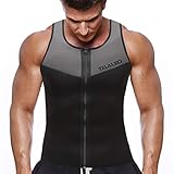 TELALEO Mens Waist Trainer Sauna Vest for Weightloss, Hot Neoprene Compression Sweat Vest Body Shaper, Zipper Slimming Sauna Tank Top Workout Shirt