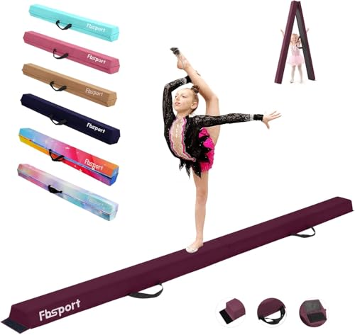 FBSPORT 300CM Faltender Schwebebalken, Gymnastik Balance Balken, Gymnastikboden Balken, Beflockungsschicht Balancierbalken, Balance Fitness Ausrüstung für Kinde
