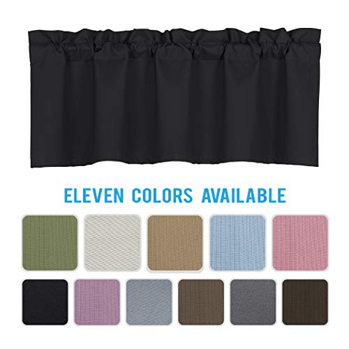 Home Queen Solid Rod Pocket Blackout Curtain Valance Window Treatment for Living Room, Short Straight Drape Valance, Set of 1, 54 X 18 inch, Black