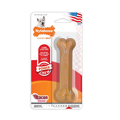 Nylabone Dura Chew Flavored Bone Dog Chew Toy, Regular/Small - Bacon Bone