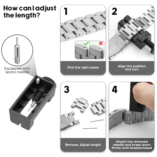 Metal Strap Compatible with Xiaomi Mi Band 10, 9 and Xiaomi Band 8 | Stainless Steel Bracelet for Miband 10/9/8 for Watches, Men and Women