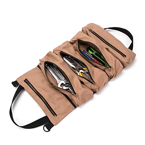 10 Pockets Canvas Spanner Wrench Tool Roll Up Storage Bag Organizer Pouches AJ