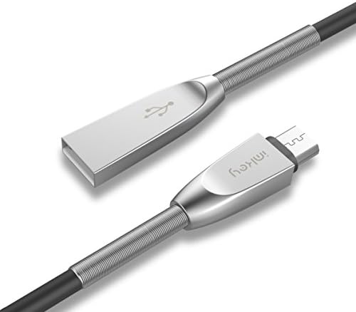 Premium 5 Feet Zinc-Alloy Spring Micro USB 2.0 Sync Data Fast Charging Cable For Samsung Galaxy S7/ S6 / Edge, S4/ S3/ Note 5 / 4 / 2,Google Nexus,LG,HTC,Nokia,Blackberry And More - (Black)