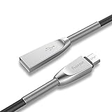 IMKEY Premium 5 Feet Zinc-Alloy Spring Micro USB 2.0 Sync Data Fast Charging Cable For Samsung Galaxy S7/ S6 / Edge, S4/ S3/ Note 5 / 4 / 2,Google Nexus,LG,HTC,Nokia,Blackberry And More - (Black)