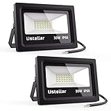 Ustellar 2 Pack 30W LED Flood Light, IP66 Waterproof, 2400lm, 150W Halogen Bulb Equivalent Outdoor Super Bright Security Lights, 5000K Daylight White, Floodlight Landscape Wall Lights