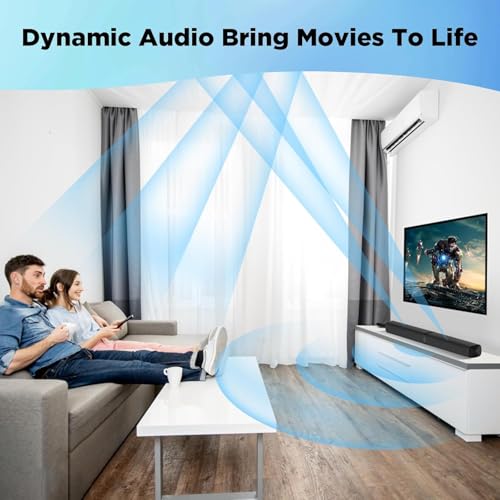 GarageRock Sound Bar for TV, Soundbar 2-in-1 Detachable Sound Bars with Auto Volume Boost for Clear Sound, TV Speakers with 3 EQ Modes, Bluetooth 5.3/ARC/Opt/AUX Connection for PC/Gaming/Projectors